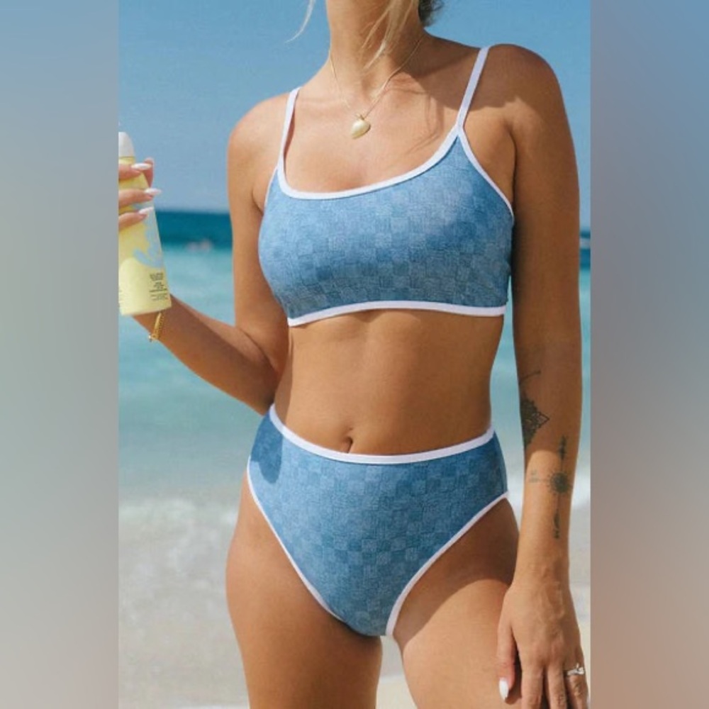 NWT Beach Riot DENIM DAZE Estelle Bikini Swim Top L and Bottom XL